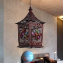 Lantern Restaurant Down Lighting Traditionalism 1 Light Copper Hanging Pendant Light