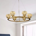 Sunflower Clear Glass Chandelier Light Traditionalism 6 Bulbs Bedroom Pendant Lamp