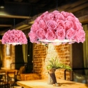 1 Head Metal Down Lighting Industrial Black Blossom Restaurant LED Hanging Ceiling Light