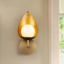 Contemporary 1 Head Sconce Light Brass Sphere Wall Mounted Lamp with Milky Glass Shade