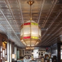 Tradition Lantern Pendant Light Metal 1 Bulb Ceiling Suspension Lamp in Brass for Bedroom