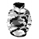 Classic Camouflage 3D Printed Long Sleeves Pouch Pocket Drawstring Hoodie
