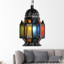 1 Head Metal Pendant Lamp Decorative Black Urn Living Room Ceiling Hanging Light