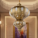 8 Heads Gourd Ceiling Chandelier Decorative Brass Metal Suspended Lighting Fixture