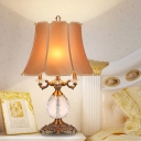 White/Beige Bell Table Lamp Antique Clear K9 Crystal 3 Heads Bedroom Nightstand Light