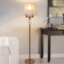 White 3 Bulbs Standing Light Antique K9 Crystal Paneled Bell Floor Lamp for Living Room