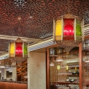 Carved Pendant Lighting Art Deco Metal 1 Head Ceiling Hanging Light in Brass for Restaurant