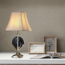 Paneled Bell Bedroom Table Light Retro Beveled Crystal Prism 1 Bulb Beige Nightstand Lamp