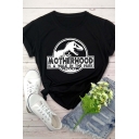 Funny Dinosaur Letter MOTHERHOOD Printed Short Sleeves Round Neck Graphic T-Shirt