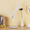 White Curvy Table Light Minimalist LED Metal Task Lighting with Acrylic Diffuser, White/Warm Light