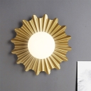 1 Head Round Sconce Modern Metal Wall Mounted Lamp in Gold with Milk Glass Shade