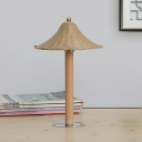 Japanese Wide Flare Task Lighting Bamboo 1 Bulb Small Desk Lamp in Wood for Bedroom