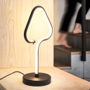 LED Bedside Table Light Modern Black Night Table Lamp with Triangular Arylic Shade in White/Warm Light