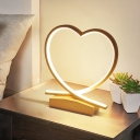 LED Heart Task Lighting Contemporary Metal Night Table Lamp in Light Wood with Acrylic Diffuser