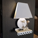 Contemporary 1 Head Sconce Light White Tapered Wall Mounted Lighting with Metal Shade