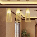 1 Head Dining Room Ceiling Light Asia Beige Pendant Lighting Fixture with Flared Bamboo Shade