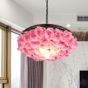 Brass 1 Bulb Ceiling Light Industrial Metal Rose LED Pendant Lamp for Restaurant, 13