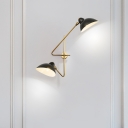 Wide Flare Sconce Light Contemporary Metal 2 Heads Wall Mounted Lighting in Black