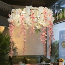 Metal Floral Chandelier Lamp Industrial 4/5 Lights Restaurant Ceiling Pendant in Pink