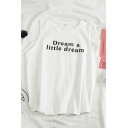 Simple Letter DREAM A LITTLE DREAM Printed Round Neck Loose Fit Casual Tank