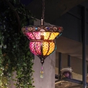Art Deco Urn Hanging Light Fixture 1 Light Metal Drop Pendant in Rust for Restaurant