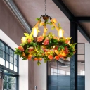Black 6 Bulbs Pendant Chandelier Industrial Metal Bare Bulb LED Rose Ceiling Hang Fixture for Restaurant