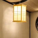 Chinese 1 Head Pendant Lighting Beige House Ceiling Hanging Light with Wood Shade