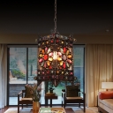 1 Bulb Drop Pendant Retro Rectangle Metal Suspended Lighting Fixture in Bronze for Living Room