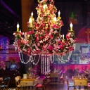 Metal Pink Flower Hanging Chandelier Candle 8 Bulbs Industrial LED Ceiling Light for Restaurant