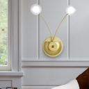 Gold Armed Sconce Light Modernism 2 Heads Metal Wall Mounted Lighting with Clear Glass Shade
