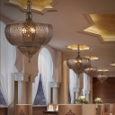 Bronze 4 Bulbs Ceiling Chandelier Vintage Metal Basket Pendant Lighting for Restaurant