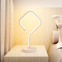 Acrylic Square Table Light Contemporary LED White Nightstand Lamp for Bedroom, White/Warm Light