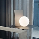 Gold Rectangular Desk Lamp Modern 1 Bulb Metal Task Light with Ball White Glass Shade