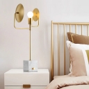 Modernism Flat Task Light Metal 1 Bulb Night Table Lamp in Gold with Marble Base
