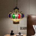 Oval Restaurant Chandelier Light Fixture Decorative Metal 4 Bulbs White/Red Hanging Lamp Kit