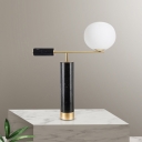 Contemporary 1 Bulb Task Lighting Black Oblong Small Desk Lamp with Milk Glass Glass