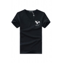 Leisure Short Sleeve V-Neck Eagle Patterned Slim Fit T-Shirt for Guys