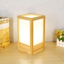 Contemporary 1 Bulb Table Lamp Beige Rectangular Reading Book Light with Wood Shade