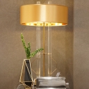 1 Head Cylindrical Task Lighting Modernism Clear Crystal Night Table Lamp in Gold