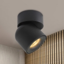 LED Living Room Flush Mounted Light Minimalist Black Adjustable Flush Lamp with Cylinder Aluminum Shade in Warm/Natural Light