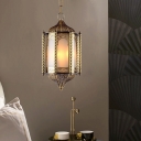 Metal Brass Chandelier Lighting Fixture Lantern 3 Bulbs Vintage Hanging Pendant for Bedroom