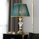 Contemporary 1 Head Nightstand Lamp Gold Flare Reading Book Light with Fabric Shade