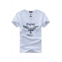 Trendy Men's Short Sleeve Round Neck Letter ENGLISH Cross Graphic Slim Fit T Shirt
