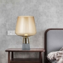 Modernism Cup Nightstand Lamp Smoke Gray/Cognac Glass 1 Head Living Room Reading Book Light