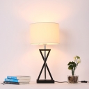 1 Head Study Task Lamp Modern White Reading Book Light with Cylinder Fabric Shade