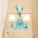 Blue 1/2 Bulbs Wall Lighting Vintage Metal Bell Wall Mount Light Fixture for Living Room