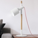 Modernist 1 Bulb Desk Light White Cylindrical Night Table Lamp with Metal Shade