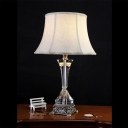 Contemporary 1 Bulb Reading Light Grey Wide Flare Small Desk Lamp with Fabric Shade