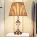 Fabric Flared Desk Light Modernism 1 Bulb Gold Night Table Lamp with Metal Base