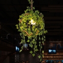 Metal Black Drop Lamp Orb 1 Light Industrial Plant Hanging Light Fixture for Restaurant